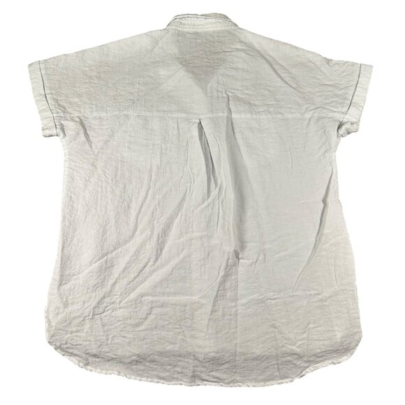 John Mark Womens M White Crinkle Cap Sleeve Button Front Lightweight Shirt Top - Picture 10 of 10